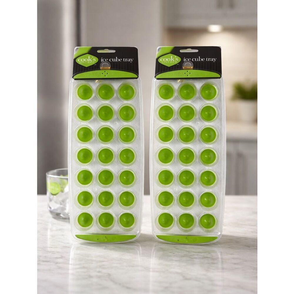 NWT Cook's Kitchen Green Ice Cube Tray 21 Small Dome Ice Cubes/Snack Pack of 2